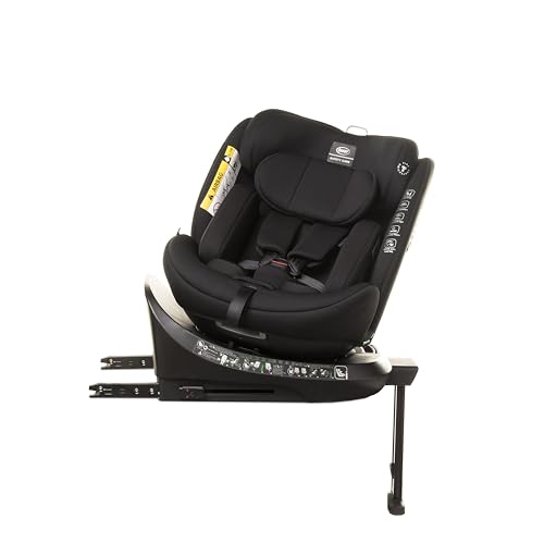 360° ENZO-FIX Kindersitz Isofix mit Stabilisierungsbein, I-Size mit zusätzlichem Seitenschutz (Schwarz)