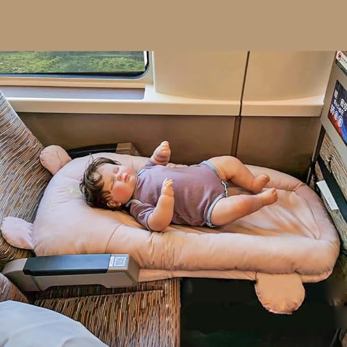 ZDMZR Flugzeugbett for Kleinkinder, Automatratze Auf Dem Rücksitz, Flugzeug Baby Reisebett, Kinder Flugzeugbett mit Gurt, Kein Aufblasen Erforderlich (Color : Pink)