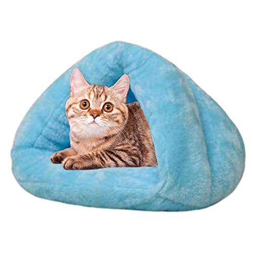 C/Y Betthöhle für Katze - Wärmende Katzenbetten für Hauskatzen - Dreieckiges Fleece-Haustier-Höhlenbett Kuschelbau-Haus-Loch-Iglu-Nest Gemütliches Bett für Katzen und kleine Hunde