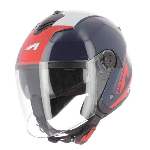 Astone Helmets - MINIJET S Graphic WIPE - Casque jet - Casque jet usage urbain - Casque compact - Coque en polycarbonate - navy red S