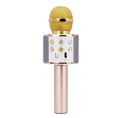 OFAY Handheld Bluetooth-Mikrofon Drahtlose Karaoke-Mikrofon Bluetooth-Lautsprecher Weihnachten Familie Geburtstagsfeier Voice Speaker Kinder Musik Geschenk,Gelb