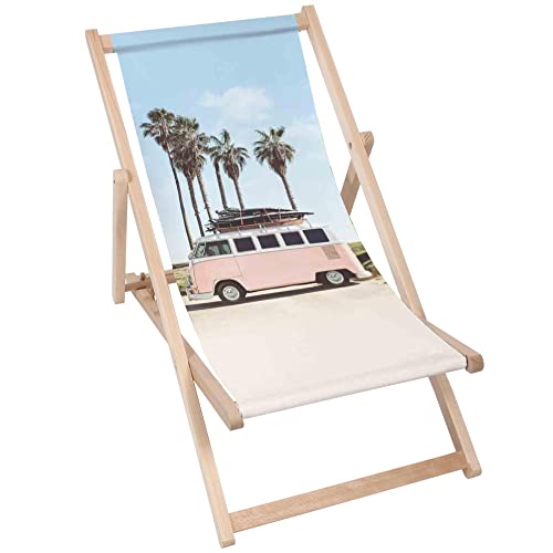 DreamRoots Liegestuhl klappbar Holz, Buchenholz bis zu 130 kg, Sonnenliege klappbar mit 3-stufiger Neigungsregulierung der Rückenlehne, Strandstuhl Holz mit waschbare 100% Polyester, Liegestuhl Holz