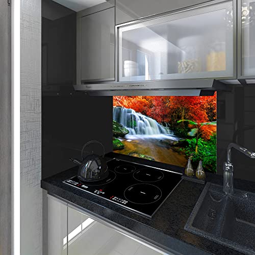 Spritzschutz Platte Küche Hartglas Wasserfall jede Größe Va Art Glas (Breite 90 x Höhe 70 /cm)
