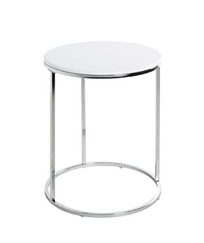 HAKU Möbel Beistelltisch, Metall, Chrom-weiß, T B 40 x H 50 cm