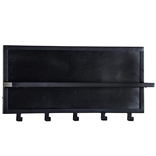 Wandgarderobe Caro B 70 cm Mango massiv Metall schwarz 5 Haken Ablage Garderobe