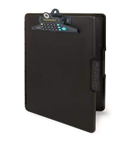 Dexas 3515-91WP Slimcase 2 Klemmbrett mit seitlicher Öffnung, Plastik, Schwarz mit Taschenrechner
