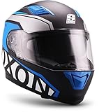 Soxon® ST-1000 Race "Blue" · Integral-Helm · Full-Face Motorrad-Helm Roller-Helm Scooter-Helm Cruiser Sturz-Helm Street-Fighter-Helm Sport MTB · ECE Sonnenvisier Schnellverschluss Tasche XXL (63-64cm)