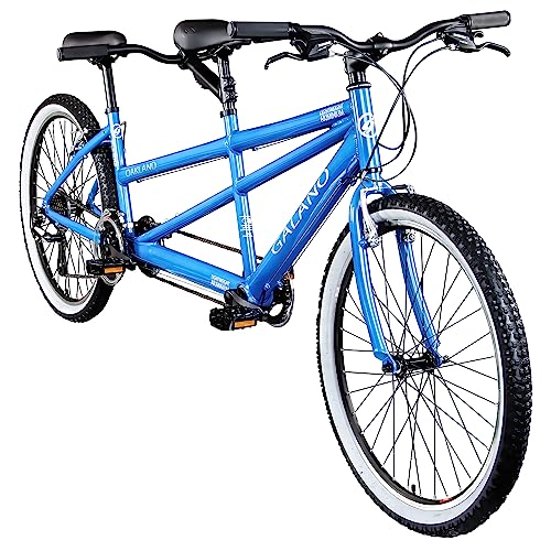 Galano Tandem Fahrrad 2 Personen Mountainbike 21 Gang Schaltung ab 145 cm Hardtail MTB Damen und Herren 26 Zoll mit Alurahmen Oakland (blau, 43/38 cm)