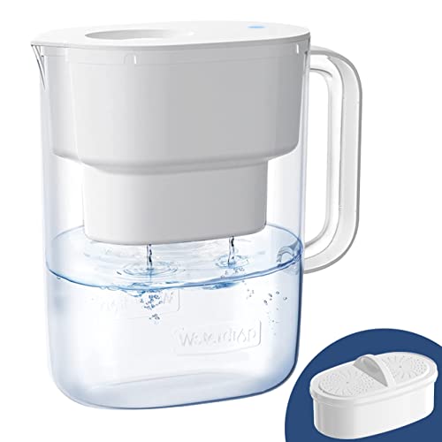 Waterdrop Lucid Wasserfilter Kanne mit 1×90-Tage-Filter, 3,5 l, Reduziert Kalk, Chlor, Blei, Kupfer im Wasser, NSF-zertifiziert, BPA-frei, Weiß (Ersatzfilter: WD-PF-01A Plus)