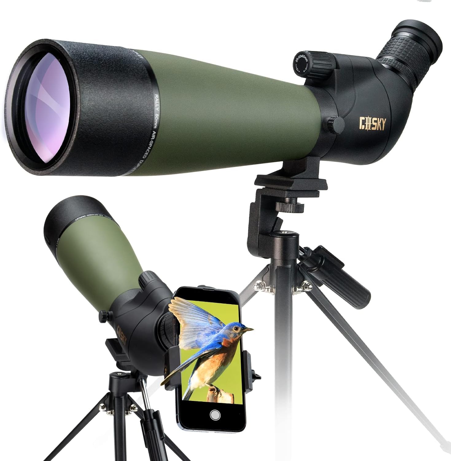 Gosky Aktualisiertes neuestes Spektiv - BAK4 Abgewinkeltes Spektiv für das Schießen von Zielen Jagd Vogelbeobachtung Wildlife Scenery mit Smartphone-Adapter und Kamera-Adapter für Nikon