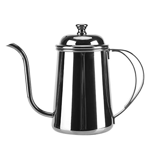 Schwanenhals-Wasserkocher - Schwanenhals-Wasserkocher, Kaffeekanne zum Aufbrühen von Kaffee, 650ML Edelstahl, Silber