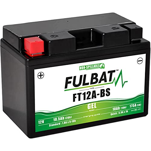 fubat Motorradbatterie Full Gel FT12A-BS / YT12A-BS 12 V 10,5 Ah 175 A