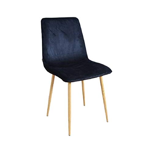 Zons Zak Stuhl aus schwarzem Samt, 4 Füße aus Metall, Holzoptik, 2 Stück