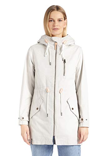 khujo Damen Jacke North einfarbig teilgefüttert Kapuze Parka Lange Sommerjacke