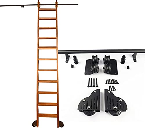 CATANK Rollleiter-Hardware-Bibliotheks-Schiebeleiter-Hardware-Kit (ohne Leiter), runde Schiene/Schiene mit Bodenrollen, Schiebetür-Set (Größe: 300 cm Schienen-Set)