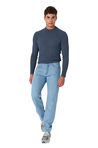TRENDYOL Men's Herren Mittlerer Bund Regular Jeans, Blue, 30