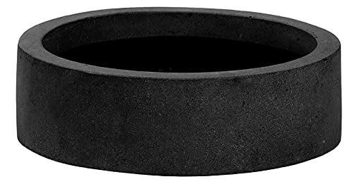 Pottery Pots E1367-S1-01 Max Low Extra Small Fiberstone Indoor Outdoor Modern Round Planter Black