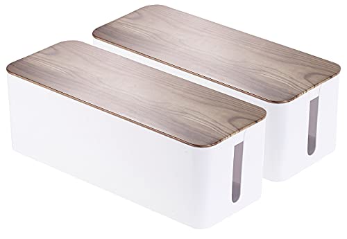 Callstel Design Kabelboxen: 2er-Set Kabelboxen groß, 39 x 15,5 x 14 cm, in Nussbaum-Holzoptik (Organizer Box für Steckdosenleiste)