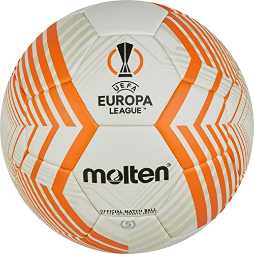 Fußball Molten Top Wettspielball F5U5000-23 UEL 2022/23, Acentec,Weiß/Orange, Gr. 5