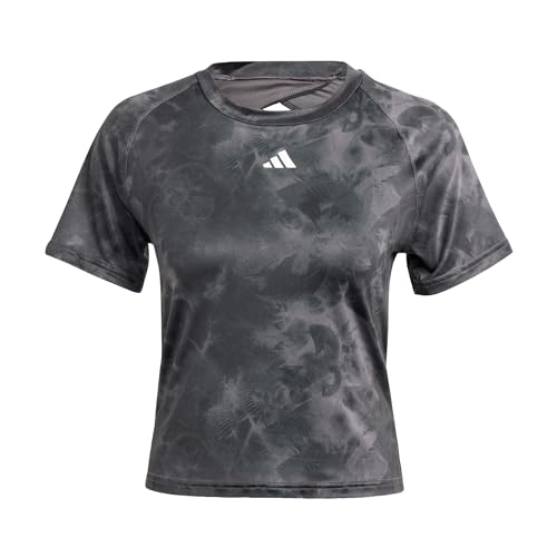 adidas Damen Train Essentials AOP Flower Batikfärbung T-Shirt, Greyfive/Carbon, L