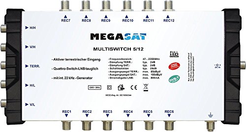 Megasat 0600205 Multischalter 5/12 Profiline Silber