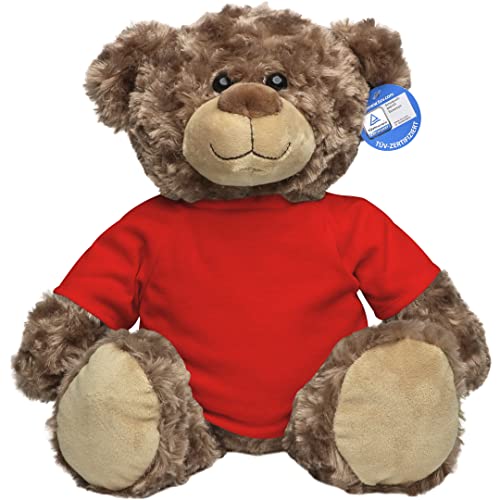 Minifeet Bär Bodo L mit T-Shirt (rot) - Teddy Kuscheltier Plüschtier Stofftier Spielzeug - Flauschiges Curly Plüsch - Geschenk für Baby Kinder Freunde Schulstart Einschulung | Höhe: 30 cm