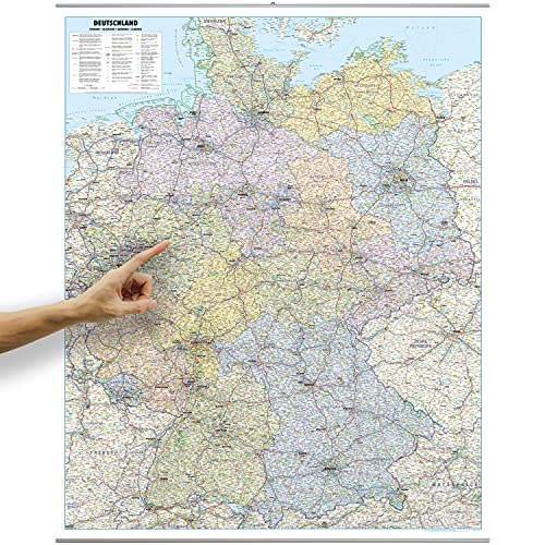 ORBIT Globes & Maps - Straßenkarte Deutschland, deutsch als Poster, Karte von Deutschland ca. 98x138cm: mit Leisten, Maßstab 1:700 000