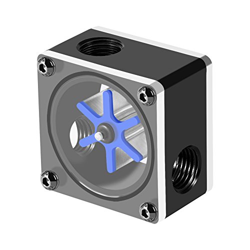 Lazmin 3-Wege-Wasserkühlung Durchflussanzeige, Wasserdurchflusssensor, 6 Impeller, 3 Wege Durchflussmesser für PC-Wasserkühlsystem