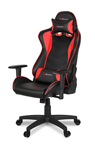 Arozzi Mezzo PU Leather Ergonomic Computer Gaming/Office Chair with High Backrest, Recliner, Swivel, Tilt, Rocker, Adjustable Height and Adjustable Lumbar and Neck Support Pillows - Red Accents