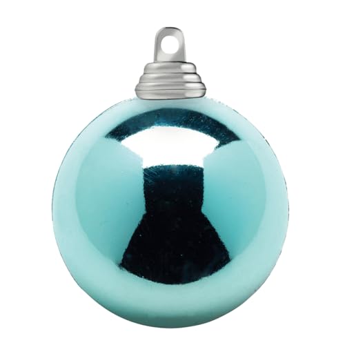 Hellblaue, glänzende Weihnachtskugeln aus schwer entflammbarem Kunststoff, 10 cm Ø - 6 Stück