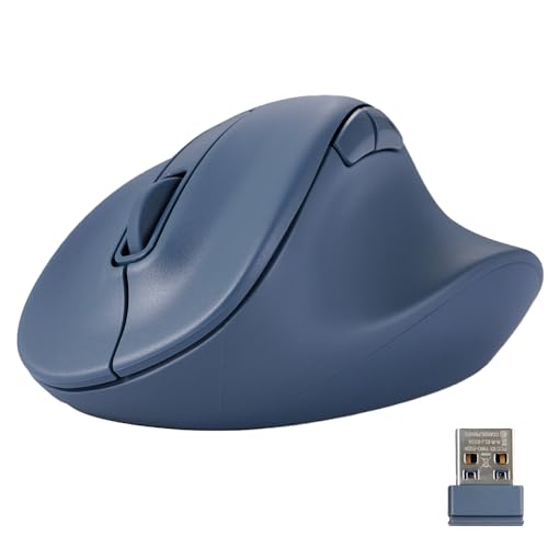 ELECOM Wireless Ergonomic Shape Mouse, 2.4GHz with Mini USB Receiver, Silent Click, Right Hand 2000DPI, 5 Buttons, Optocal Sensor, Compatible with PC, Mac, Laptop, EX-G, XLsize Blue (M-XGXL30DBSKBU)