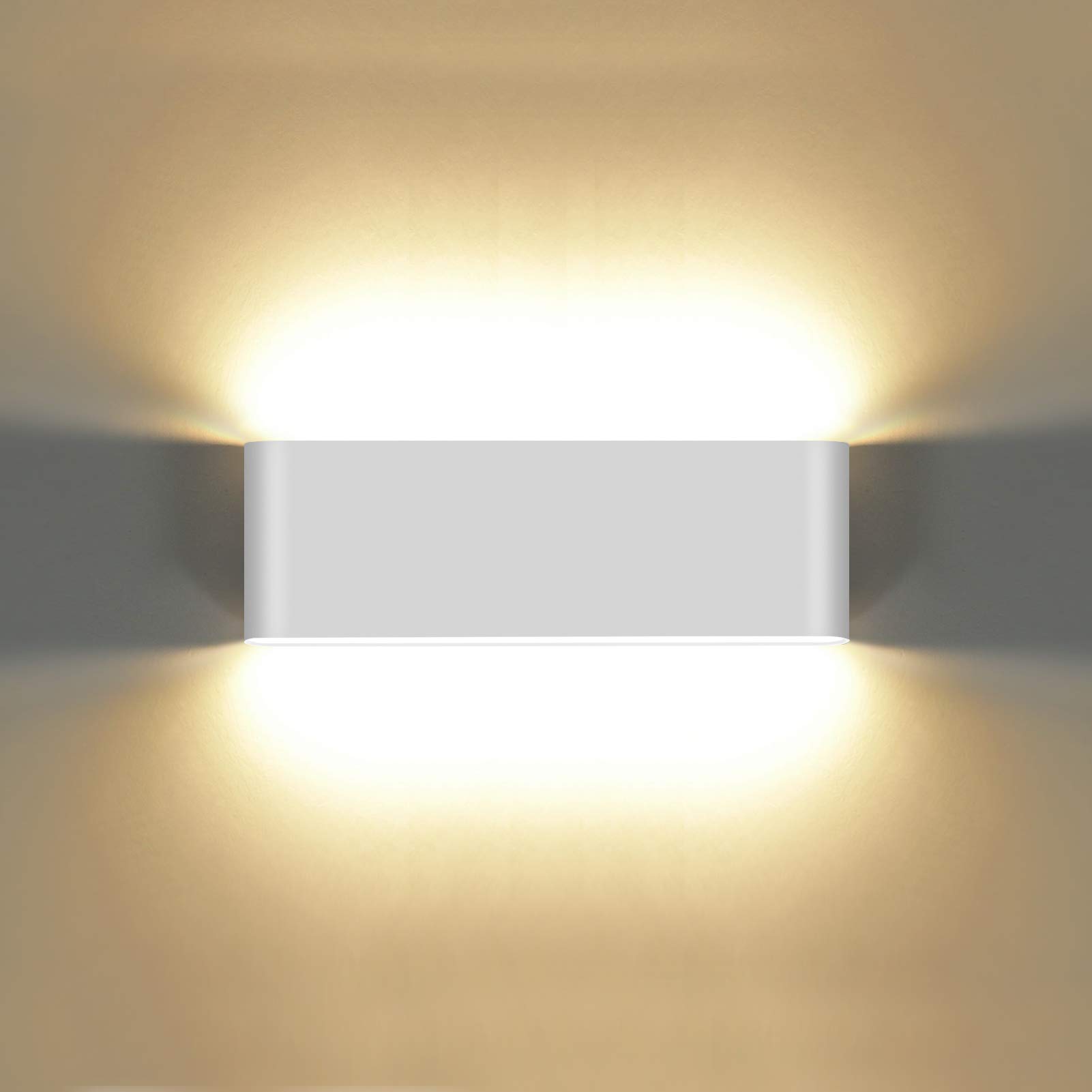 KAWELL 20W Modern Wandlampe LED Wandleuchte Up Down Aluminium Wandbeleuchtung Wasserdicht IP65 Innen Außen für Schlafzimmer Badezimmer Wohnzimmer Flur Treppen Korridor, Weiß 3000K