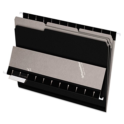 Pendaflex Interieur-Ordner, 1/3-Schnitt, oberer Reiter, Briefgröße, schwarz, 100 Stück pro Box (4210 1/3 BLA)