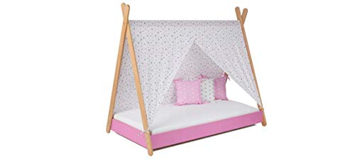 Kinderbett Jugendbett Tipi Indianer Bett ZELT Hausbett mit MATRATZE 160x80 ROSA TOP!