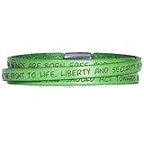 GILARDY GHR-BR1GR54 Human Rights Leder-Armband BR1 in der Farbe Green/Grün mit Gravur der Menschenrechte 54 cm - Small