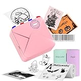 300 DPI Sticker Drucker, Tiny Printer, Taschendrucker, Mini Printer, Mini Drucker für Smartphone Handy, Bluetooth Thermo-Foto-drucker, Weihnachten Geschenk, Kompatibel mit iOS Android (M02S)