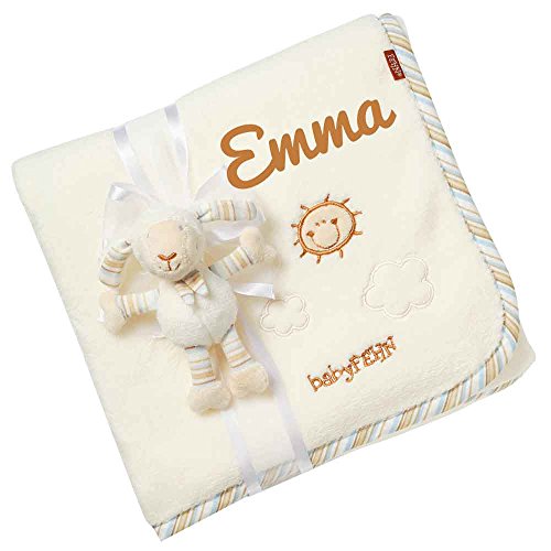 Fehn 396089 Baby-Kuscheldecke Babylove Schaf 100x75cm mit Namen bestickt