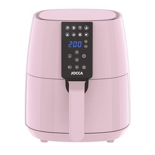 JOCCA - Heißluftfritteuse, 3,8 l, Farbe / Fritteuse ohne Öl, Timer, einstellbare Temperatur, gesundes Kochen / Leistung 1450 W (Rosa)