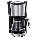 Russell Hobbs Kaffeemaschine Mini [Brausekopf für optimale Extraktion&Aroma] Compact (max 5 Tassen, 0,6l Glaskanne, inkl Permanentfilter, Warmhalteplatte) kompakte Filterkaffeemaschine klein 24210-56