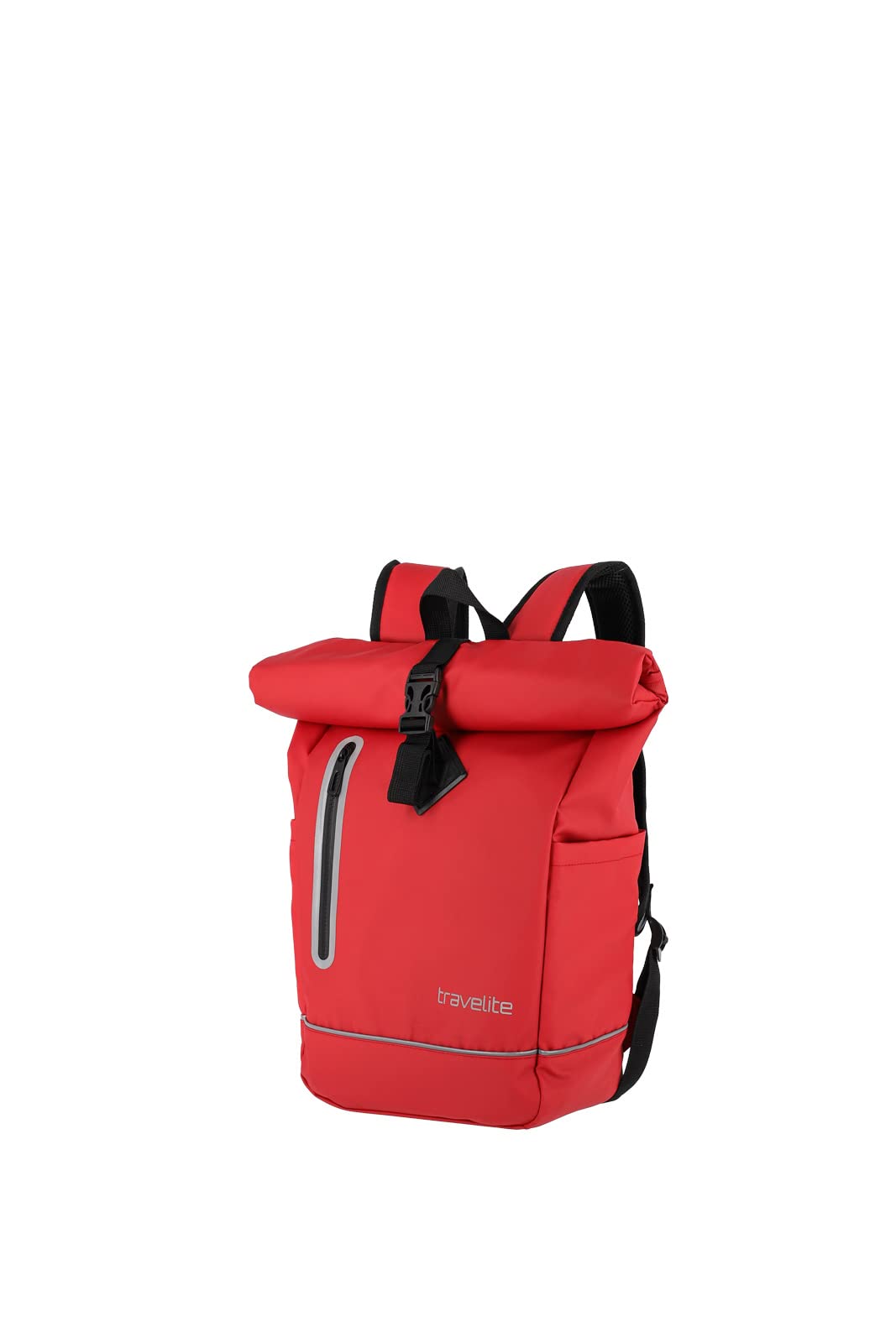travelite BASICS Rucksack aus wasserfestem Material, Schulrucksack aus Polyester mit Reflektoren + Roll-Up Verschluss, 400g, 48 cm, 19 Liter
