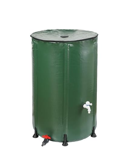 Dehner Regentonne, Regenfass faltbar, Regenwassertank Outdoor, Circa Ø 70 m, Volumen 380 l, inklusive Auslaufhahn, PVC, dunkelgrün