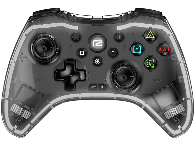 READY 2 GAMING Pro Pad X LED Editon Controller Transparent/Rot für Nintendo Switch, Switch Lite, PlayStation 3