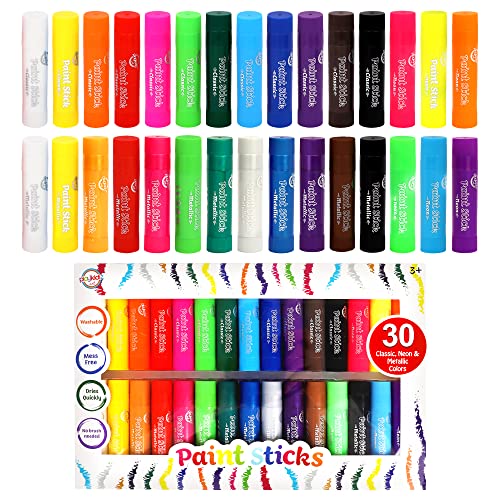 Playkidz- Farbstäbchen, verdrehbare Crayola- Farbstäbchen, messfreie Tempera- und Posterfarbe, schnell trocknend, tolles Geburtstagsgeschenk, ab 3 Jahren (30 Pack Multi)