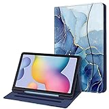 Fintie Hülle für Samsung Galaxy Tab S6 Lite 10.4 2024/2022/2020, Soft TPU Rückseite Gehäuse Schutzhülle mit S Pen Halter und Dokumentschlitze, Ozean Marmor