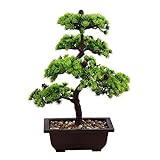 Deko Pflanze Bonsai Baum Kunstpflanzen im Topf,Künstliche Pflanzen GrüN (Grün 40cm)