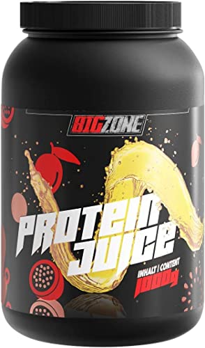 Big Zone Protein Juice | Protein Whey Isolat | Fruchtig mit Erfrischungsgetränk Charakter und Konsistenz | Hoher Proteingehalt | Eiweisspulver mit niedrige Zucker- & Fettwerte | 1000g (Orangensaft)