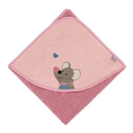 Sterntaler Badetuch 80x80 cm aus 100% Baumwolle personalisiert mit Namen/inklusive Bestickung (Mabel rosa Herz)