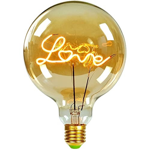 TIANFAN Vintage-Glühbirnen, LED-Glühbirne, 4 W, dimmbar, Liebes-/Heim-Buchstabe, dekorative Glühbirnen, 220/240 V, E27, Tischlampe (Love)