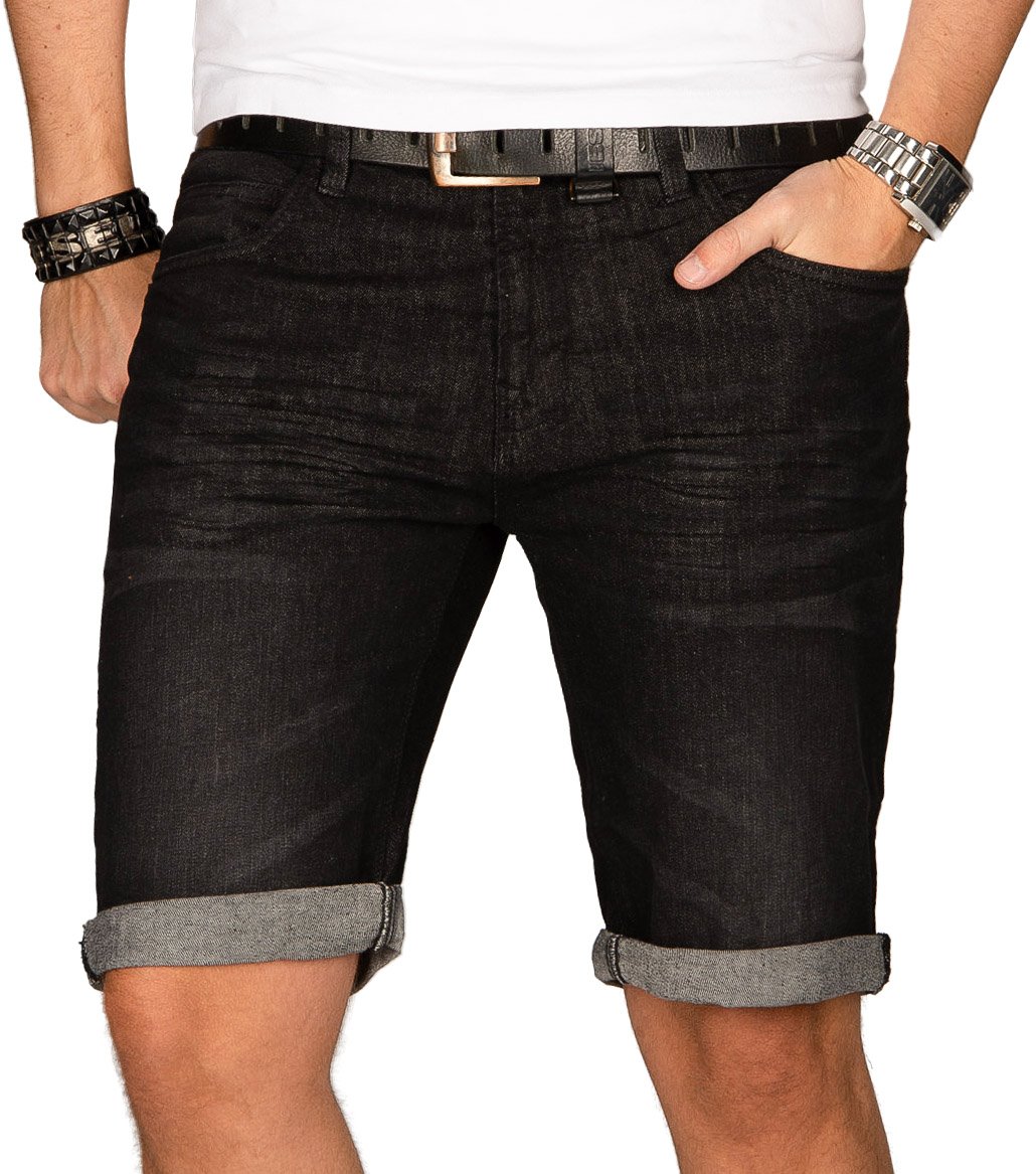 Indicode Herren Sommer Jeans Shorts Kurze Hose Sommerhose Short Bermuda B556a [B556a-Schwarz-Gr.XXL]