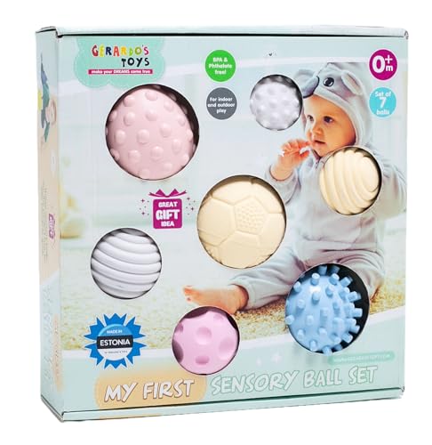 GERARDO'S My first sensory ball set 7 pcs Toys, assorted (7 baby balls - 2 pcs are the same design, the rest are all different